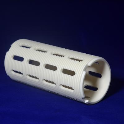 CNC Engraved high precised 99.7 aluminium oxide screwed ceramic tube for heating element with good strength and insulation